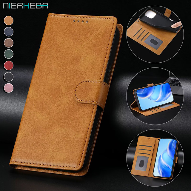 Business Leder Flip Hülle für Samsung Galaxy S25 S26 Ultra S24 FE S23 S22 S21 Plus A17 A37 A57 A36 A56 A16 A26 mit Kartenfächern und Geldbörse in Rot und Braun - Bild 1