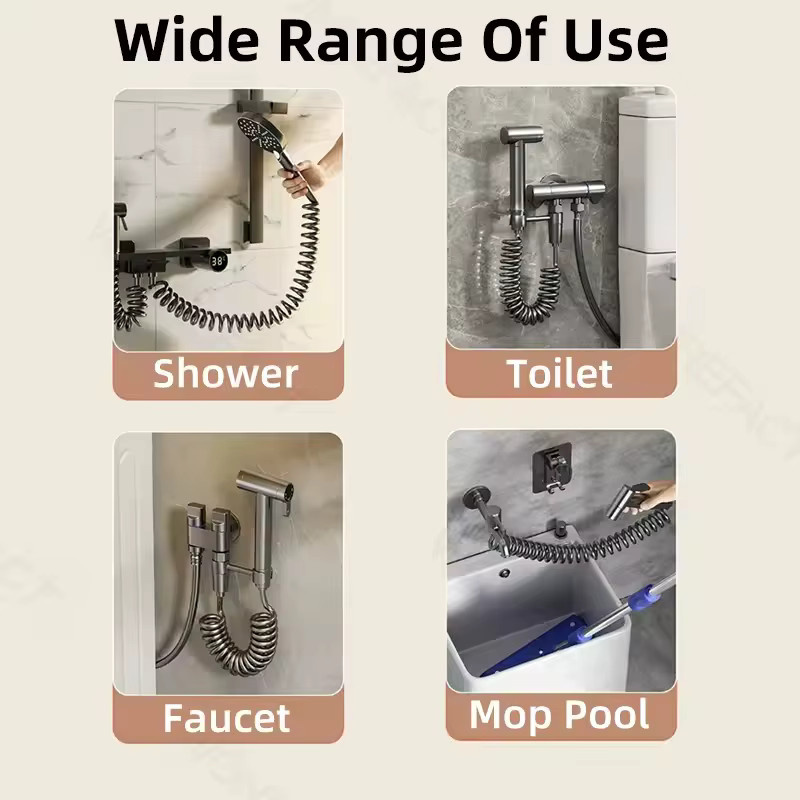 AQUREOW Flexibler Spiralschlauch für Duschkopf und Bidet in Grau - Bild 4