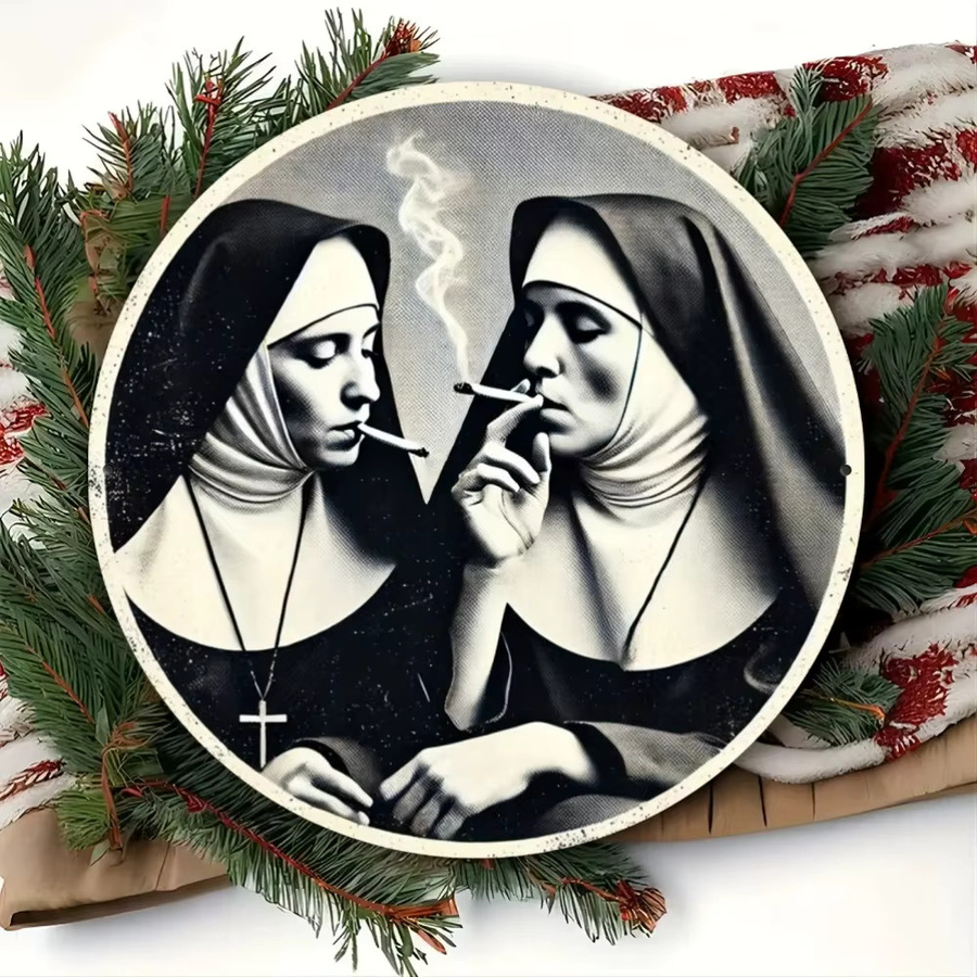 Vintage Metallschild CIFBUY Nonne Retro-Humor Blechwandkunst für Zuhause und Bar, Breite: 20 cm, Höhe: 20 cm - Bild 3