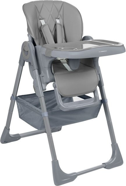 Kikkaboo Kinderhochstuhl Comfy höhenverstellbar mit 5-Punkt-Gurt und Doppeltablett klappbar grau - Bild 1