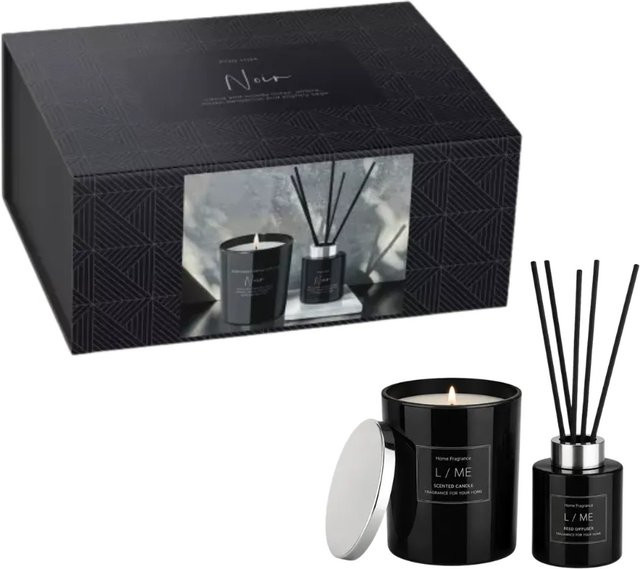 Dekohelden24 Geschenkset für Männer mit Duftkerze und Reed Diffuser in Schwarz, Duftrichtung Fresh Woody, B/H/T: 23 x 17 x 10 cm - Bild 1
