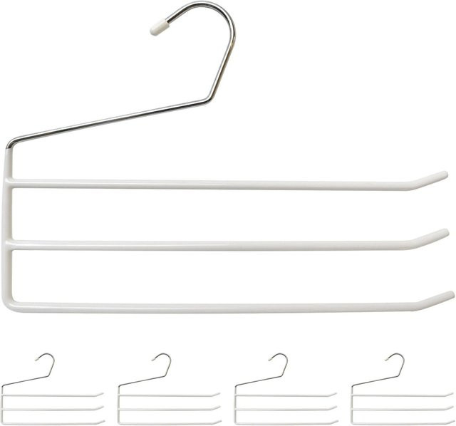 Relaxdays Hosenbügel 5er Set aus Metall in Weiß, rutschfest und platzsparend, B/T/H: 23,5 x 33,5 x 0,5 cm - Bild 1