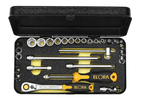 Elora Steckschlüssel-Satz 1/4 Zoll, 30-teilig, 4-14 mm, Silber, ELORA-1440-MU