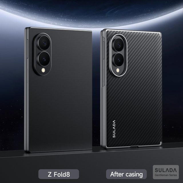 Samsung Galaxy Z Fold 8 Lederhülle mit Scharnier-Abdeckung und Magnetfunktion in Schwarz - Bild 1