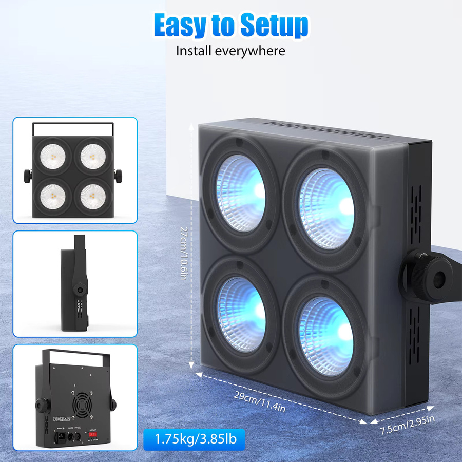 Yiflamefly 4er-Set Mini-Quadrat RGBW LED-Bühnenwaschleuchten mit DMX-Steuerung in Schwarz - Bild 6