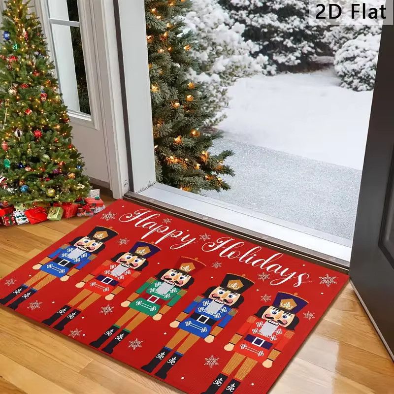 VIKAMA Weihnachtsmatte mit Nussknacker-Motiv in Rot für Innen und Außen - Bild 4