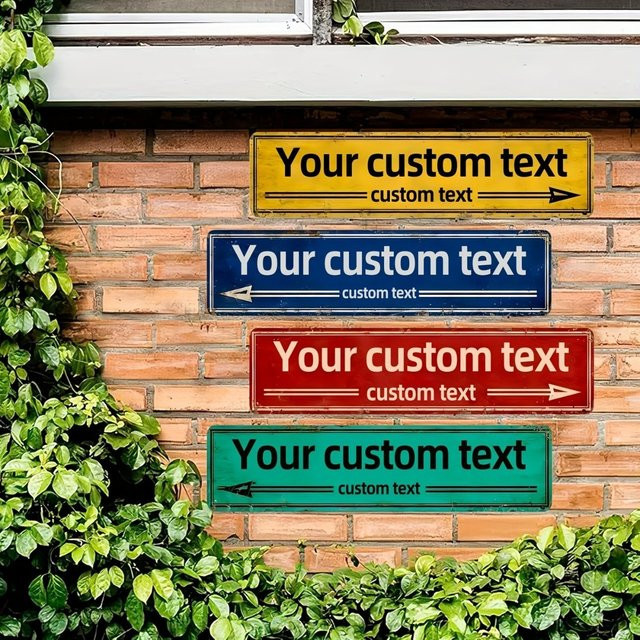Personalisierbares Vintage-Straßenschild aus Metall von Hello Young, mehrfarbig, B/H: 40,6 x 10,2 cm - Bild 1