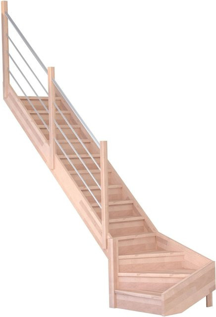 StarWood Treppe Mykonos Pro Buche mit Holz-Edelstahl-Geländer und Setzstufen, Farbe: Braun/Multicolor, Länge: 80 cm - Bild 1