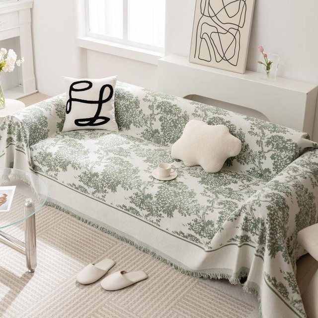 Super Six Chenille Jacquard Sofabezug mit floralem Muster in Schwarz-Weiß, B/B: 180 x 130 cm - Bild 1
