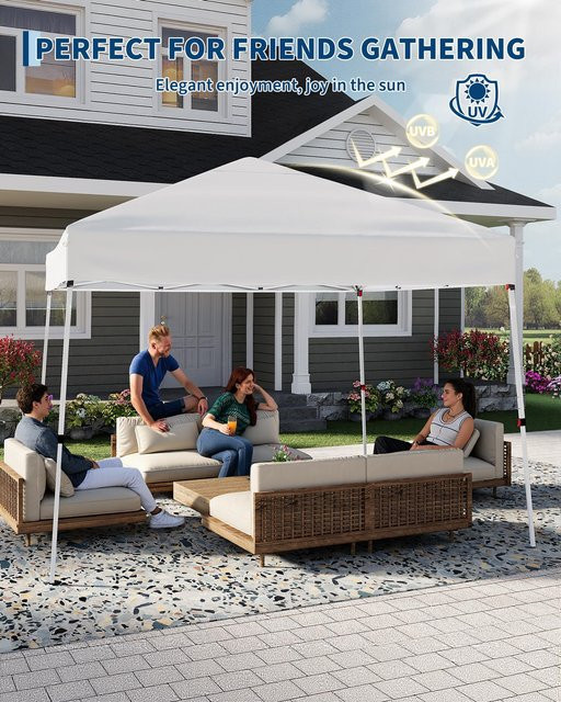 HiMISS Robuster Outdoor-Pavillon mit Schrägständer als sofort aufbaubarer Garten-Sonnenschutz - Bild 1