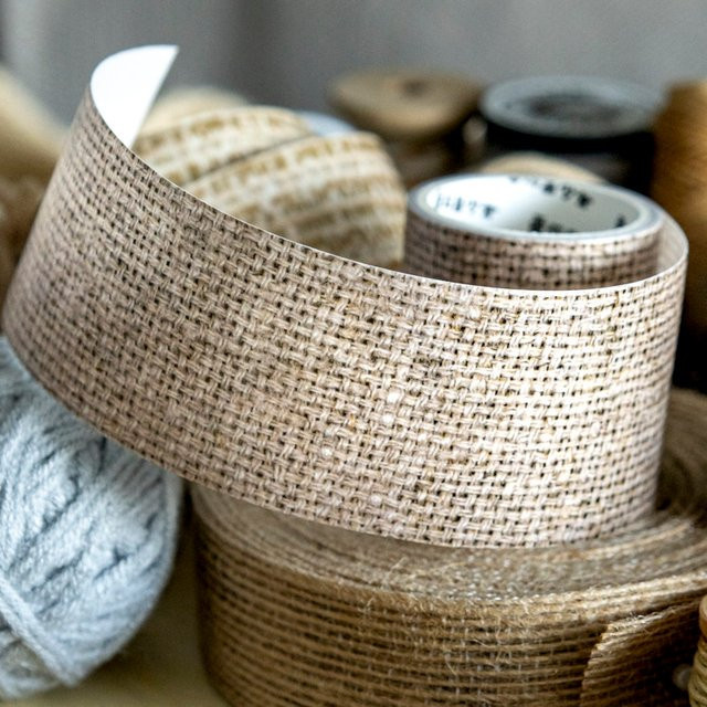 Journal GO Washi Tape im Vintage Stoff Textur Design für Scrapbooking und DIY Collage, 4 x 200 cm - Bild 1