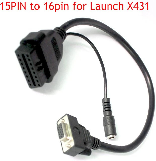 OBDOK OBD2 15-Pin auf 16-Pin Adapterkabel in Schwarz für Diagnosegeräte wie X431 und Diagun - Bild 1