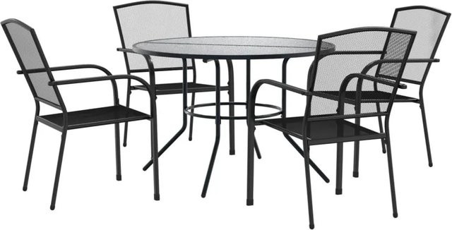 Furnicato Gartenstuhl Set 4er Anthrazit aus pulverbeschichtetem Stahl B/T/H: 58 x 55 x 88 cm - Bild 1