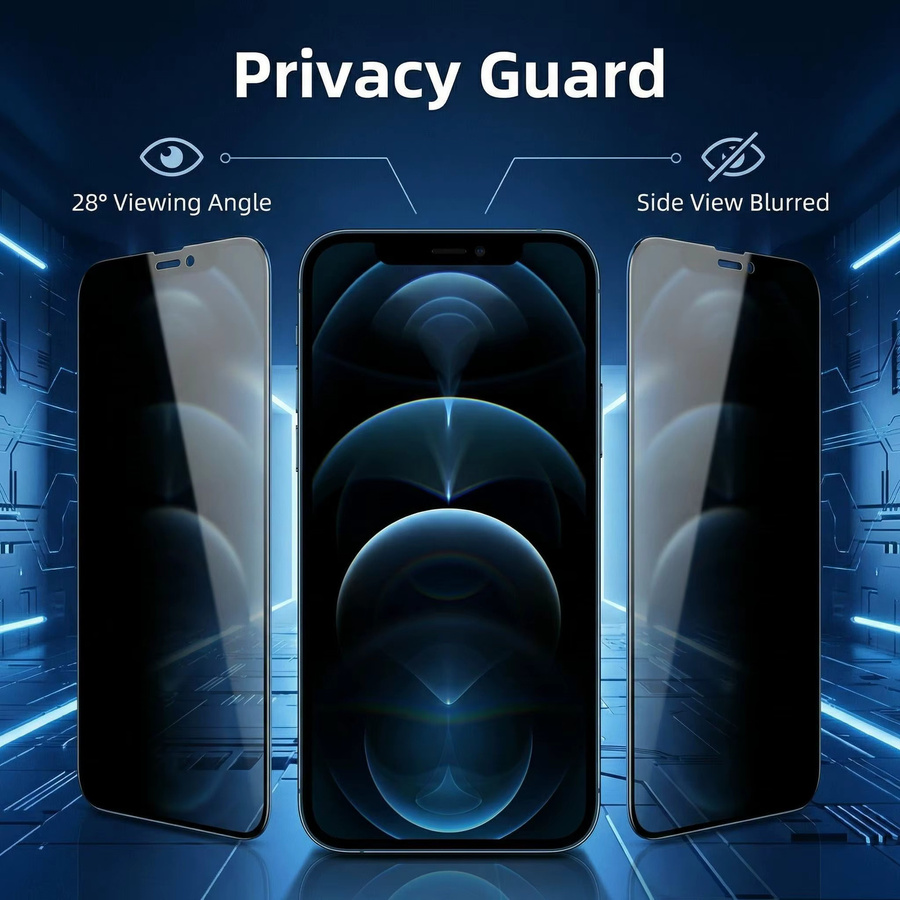 Apple iPhone 17 Sichtschutz Panzerglas mit Anti-Spy-Funktion und Staubschutz, transparent - Bild 2