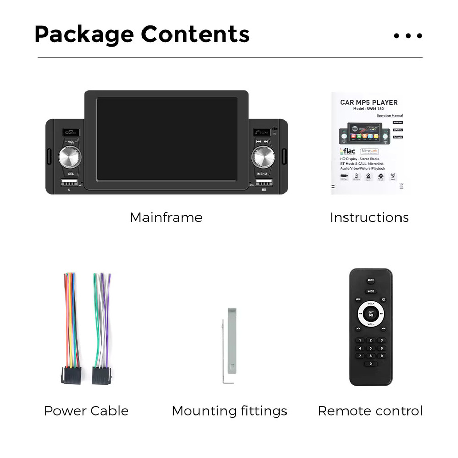 MEKEDE 1DIN 5 Zoll Touchscreen Auto Radio Multimedia Player mit Carplay, Android Auto, Navigation und Rückfahrkamera, Schwarz - Bild 4