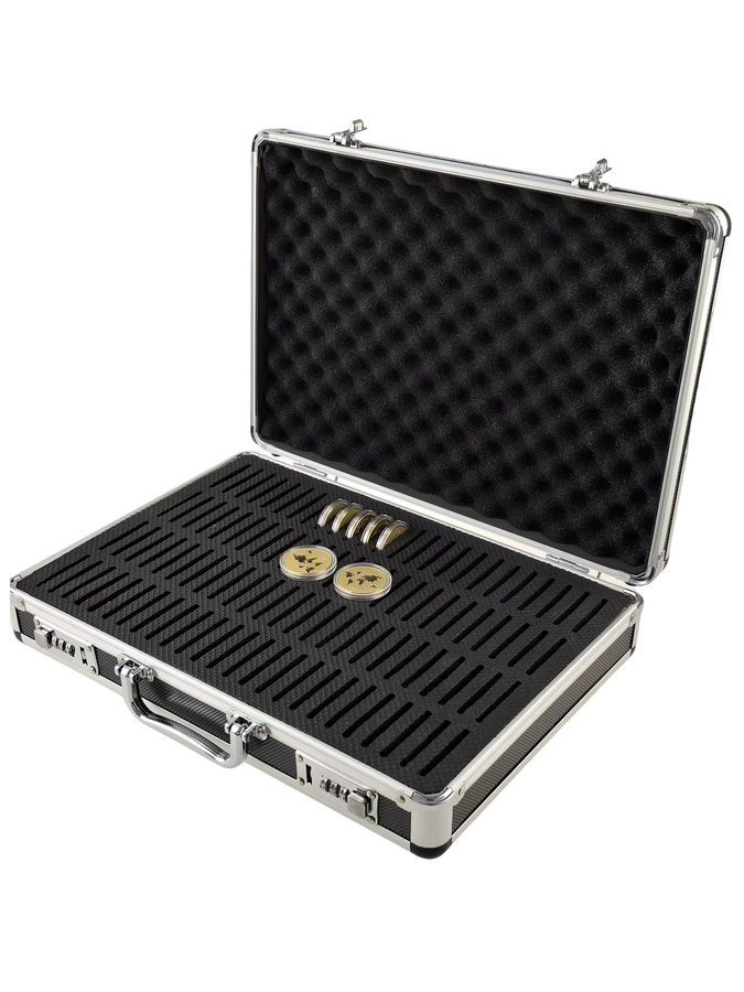 Münzaufbewahrungs- und Präsentationsbox aus Aluminiumlegierung mit 100 Fächern und Schloss für Münzsammler und Kapsel-Organizer - Bild 7