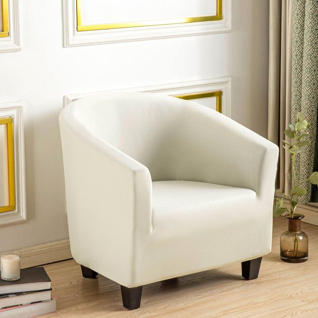 Yiran Furniture Sesselbezug aus Samt und Milchseide in Weiß, Halbkreisförmiger Bogen, Breite: 40 cm x Tiefe: 40 cm - Bild 1