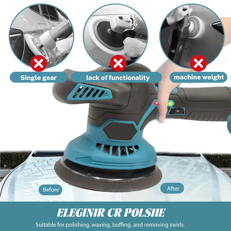 Kabelloser elektrischer Autopolierer mit 6 Gängen in Blau für Makita 21V LXT Akkus - Bild 4