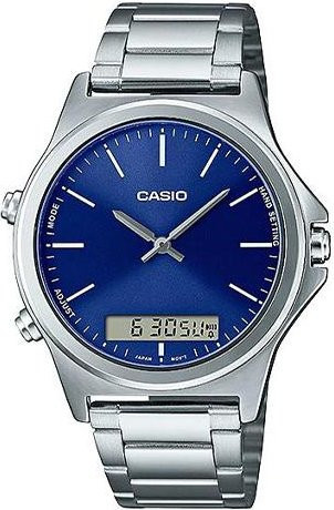 Casio Armbanduhr, Quarz, Edelstahl, blaues Zifferblatt, Herren - Bild 1