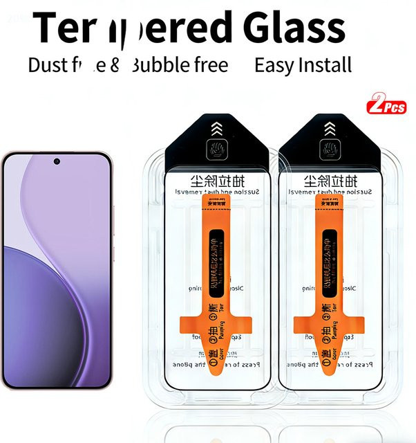 2 Stück Displayschutzfolien aus gehärtetem Glas für OPPO Reno14 Pro, Farbe: transparent, mit One-Touch-Installation - Bild 1
