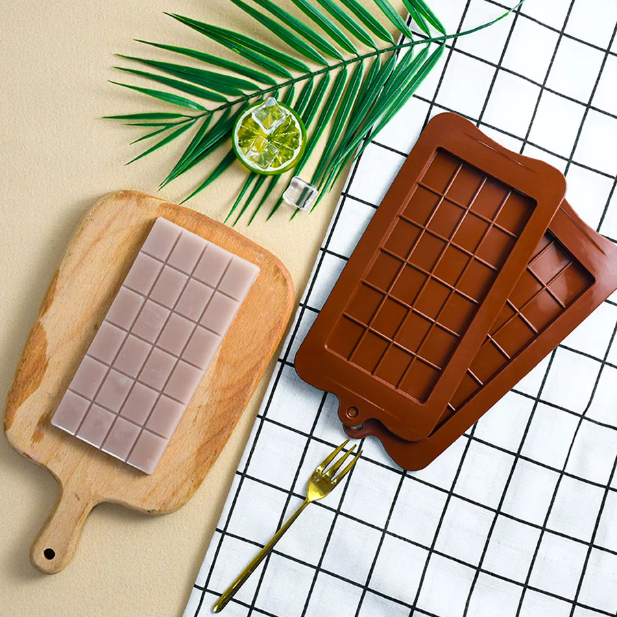 ouhoe Silikon Backform quadratisch mit 24 Mulden in Braun für Schokolade und Süßigkeiten - Bild 4