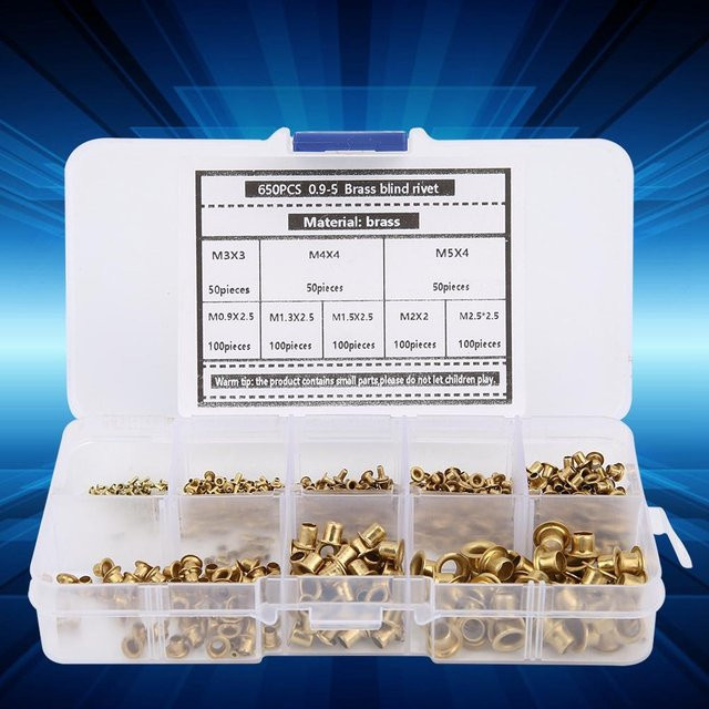 TOMTOP JMS Messing-Ösen und Nieten Set in Gold, 650 Stück hohle Metall-Knopfloch-Hardware-Zubehör - Bild 1