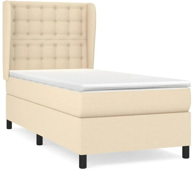 vidaXL Boxspringbett Hybrid mit Matratze und Taschenfederkern in Beige, B/T: 80 x 200 cm - Bild 1