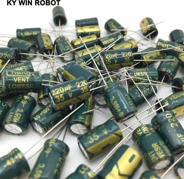20 Stück KY WIN ROBOT Elektrolytkondensatoren 220uF 35V 105C Aluminium-Elektrolytkondensator B: 8 mm, H: 12 mm - Bild 1