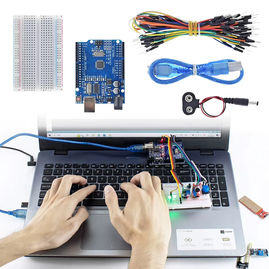 ALLOYSEED Elektronik-Basis-Starter-Kit für Arduino UNO R3 mit Steckbrett, Netzteil, Widerständen, LEDs und Sensoren in Multicolor - Bild 6