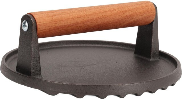 CosyHome Burgerpresse Rund aus Eisen mit Holzgriff in Braun und Schwarz - Bild 1