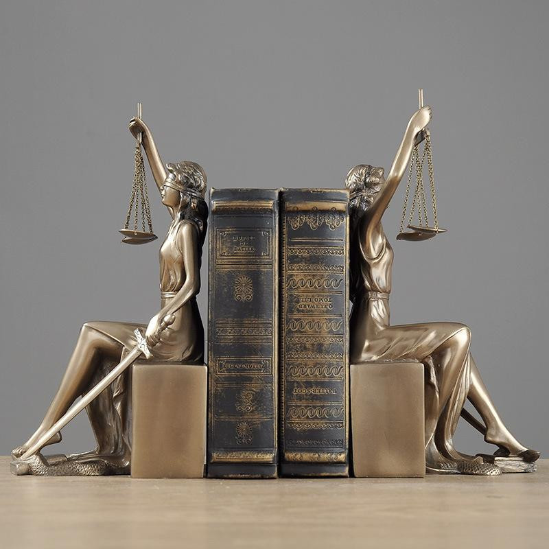 ERMAKOVA Justizgöttin Statue als Buchstütze aus Harz in Bronze und Gold, Dekorative Skulptur für das Arbeitszimmer, Höhe: 26,0 cm, Breite: 13,5 cm, Tiefe: 1,0 cm - Bild 2