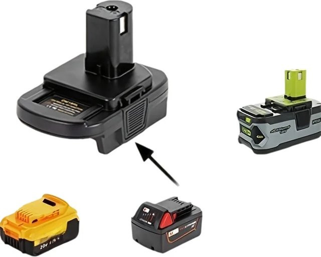DM20ROB DM18RL Konverter Adapter für Milwaukee und Dewalt 18V 20V Lithium-Batterien sowie Ryobi 18V Power Werkzeuge in Schwarz - Bild 1