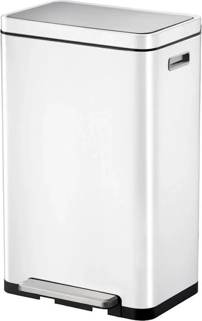 PROREGAL Treteimer Weiß mit extra breitem Pedal und gedämpftem Stay Open Deckel, H x B x T: 63,7 x 36,2 x 29,7 cm - Bild 1