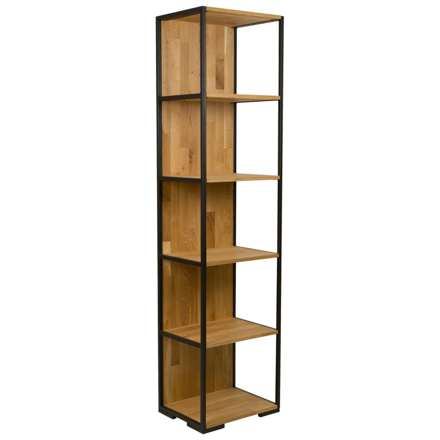 Based Regal Albero Naturfarben aus Eiche und Metall, Modernes Standregal in Braun und Schwarz, B/T/H: 38,0 x 50,0 x 200,0 cm - Bild 2