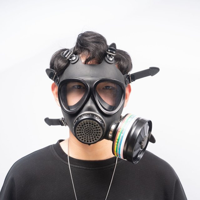 Ghost Face Typ 87 Chemikalienschutz-Vollmaske in Schwarz mit Gummi-Kopfband für Brandbekämpfung, Rauch und Gas - Bild 1