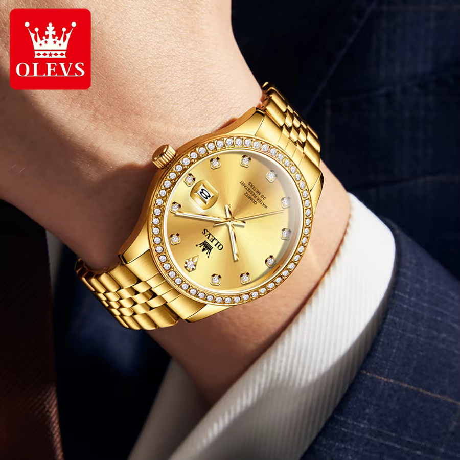 OLEVS Armbanduhr, Gold, Diamantbesetzt, Edelstahl, Herren - Bild 2