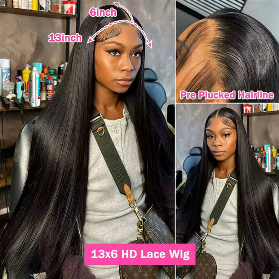 Lace-Front-Perücke, Echthaar, 250 % Dichte, HD-Spitzenperücke, transparent - Bild 3