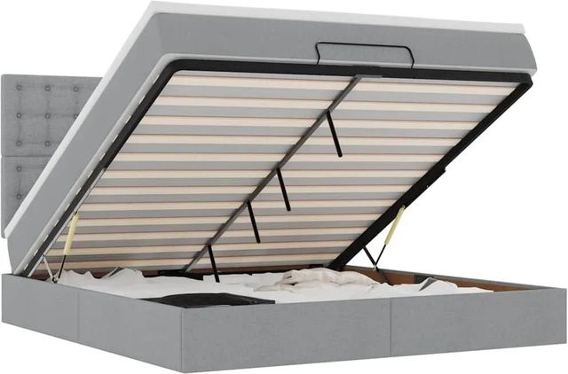 vidaXL Ottoman-Bett mit Matratze und LED-Beleuchtung in Hellgrau, B/T: 180 x 200 cm - Bild 1
