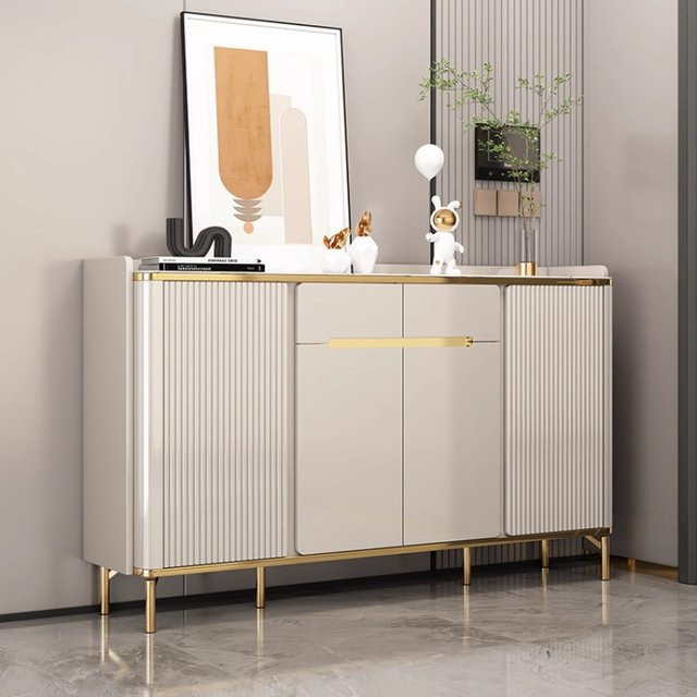 MLG Vitrine im skandinavischen Design mit Glastüren und internen Regalen in Weiß glänzend - Bild 1