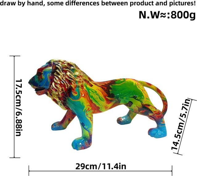 Yiran Furniture Löwen-Tierfigur aus Harz als Tischdekoration in Multicolour - Bild 1