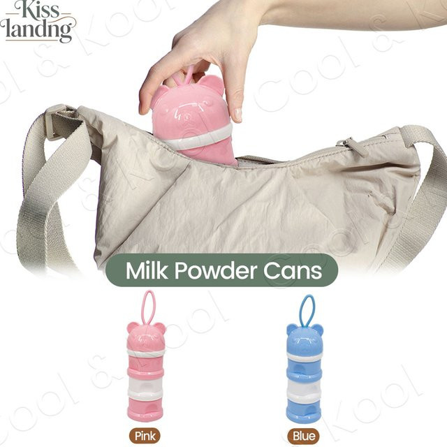 Momo&Dudu Tragbarer 3-Schichtiger Milchpulver-Dosierer mit Bären-Design in Blau oder Pink - Bild 1