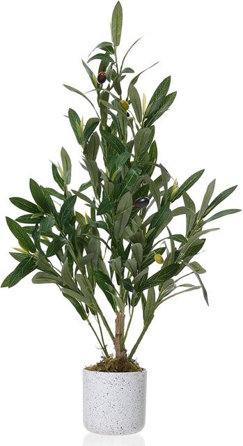 Garvee Künstlicher Olivenbaum im Topf, Grüne Kunstpflanze mit Ästen und Früchten, Höhe: 60 cm - Bild 1