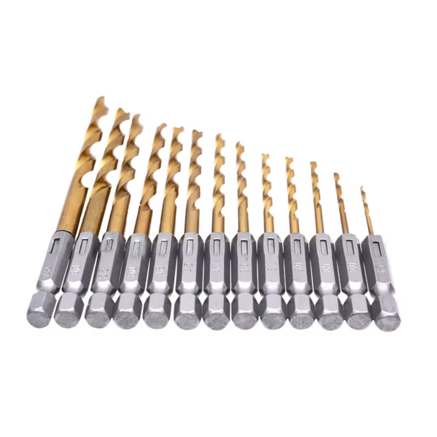 Alloet 13-teiliges HSS-Spiralbohrer-Set mit Titanbeschichtung, 1/4-Zoll-Sechskantschaft, 1,5–6,5 mm - Bild 5