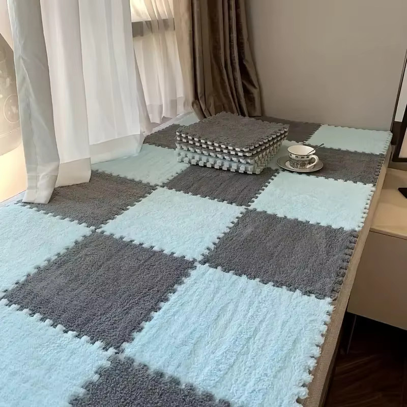 DHDH Plüsch-Baby-Spielmatte aus EVA Schaumstoff, rutschfeste ineinandergreifende Bodenmatte in Beige, weich und waschbar für Schlafzimmer und Wohnzimmer - Bild 3