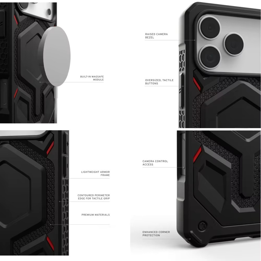 Robuste Militär-Schutzhülle für iPhone 12 bis iPhone 17 Pro Max in Schwarz mit magnetischer Rückabdeckung - Bild 2