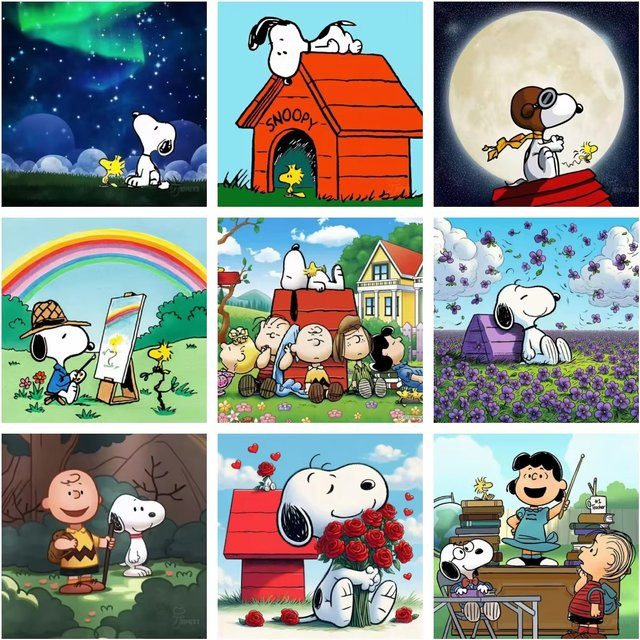 KAYOU Snoopy Diamantmalerei DIY Kreuzstich-Set Mosaik-Stickerei in Multicolour, B/H: 20 x 20 cm - Bild 1