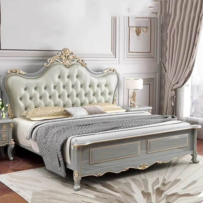 DUTRIEUX Vintage Schlafzimmerbett aus Massivholz im nordischen Design mit Holz-Kopfteil - Bild 2