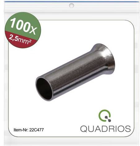 Quadrios 22C477 Aderendhülse 2.5 mm² Unisoliert in Silber und Kupfer, 100 Stück - Bild 1