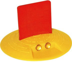 Schake Markierungsknopf Beacon in Gelb mit Fähnchen und zwei Reflexlinsen, Durchmesser: 12 cm - Bild 1