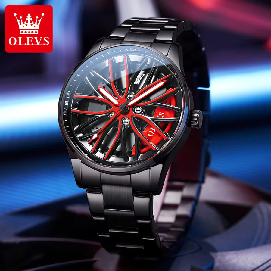 OLEVS Armbanduhr, Quarz, Edelstahl, Schwarz, Herren - Bild 2